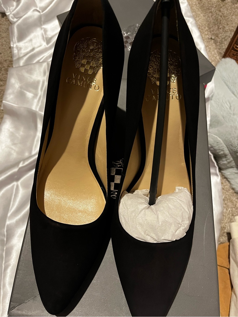 Vince Camuto Black Pointed-Toe Suede Pumps